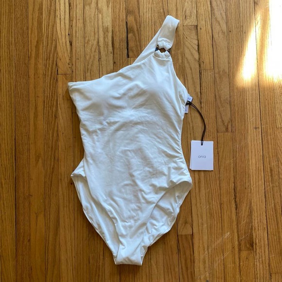 NWT Onia Jenna One-Shoulder One Piece Swimsuit in White Size Small - Picture 5 of 10